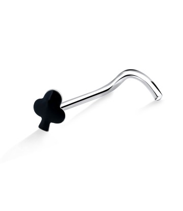 Enameled Silver Club Shaped Curved Nose Stud NSKB-356CL